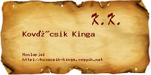 Kovácsik Kinga névjegykártya